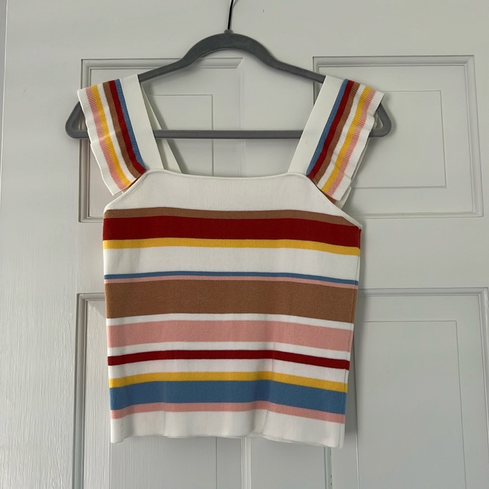 Multi color ruffle tank top